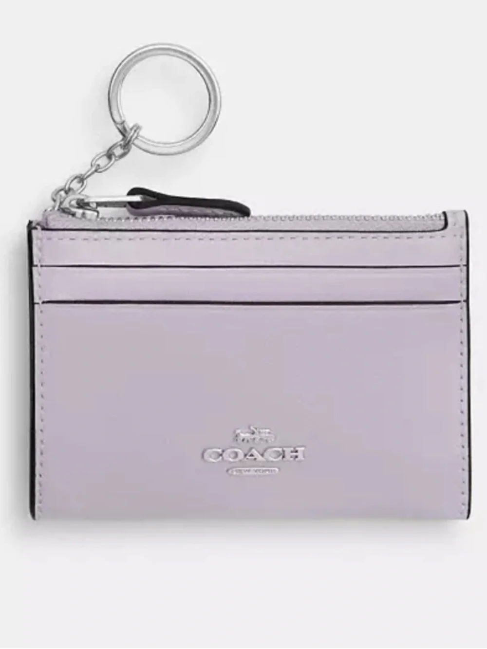Coach Lilac Leather Card Case with Key Ring